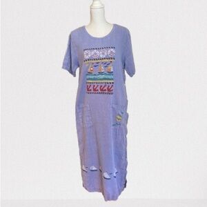 Vintage 80s nautical theme cotton dress, M-L
